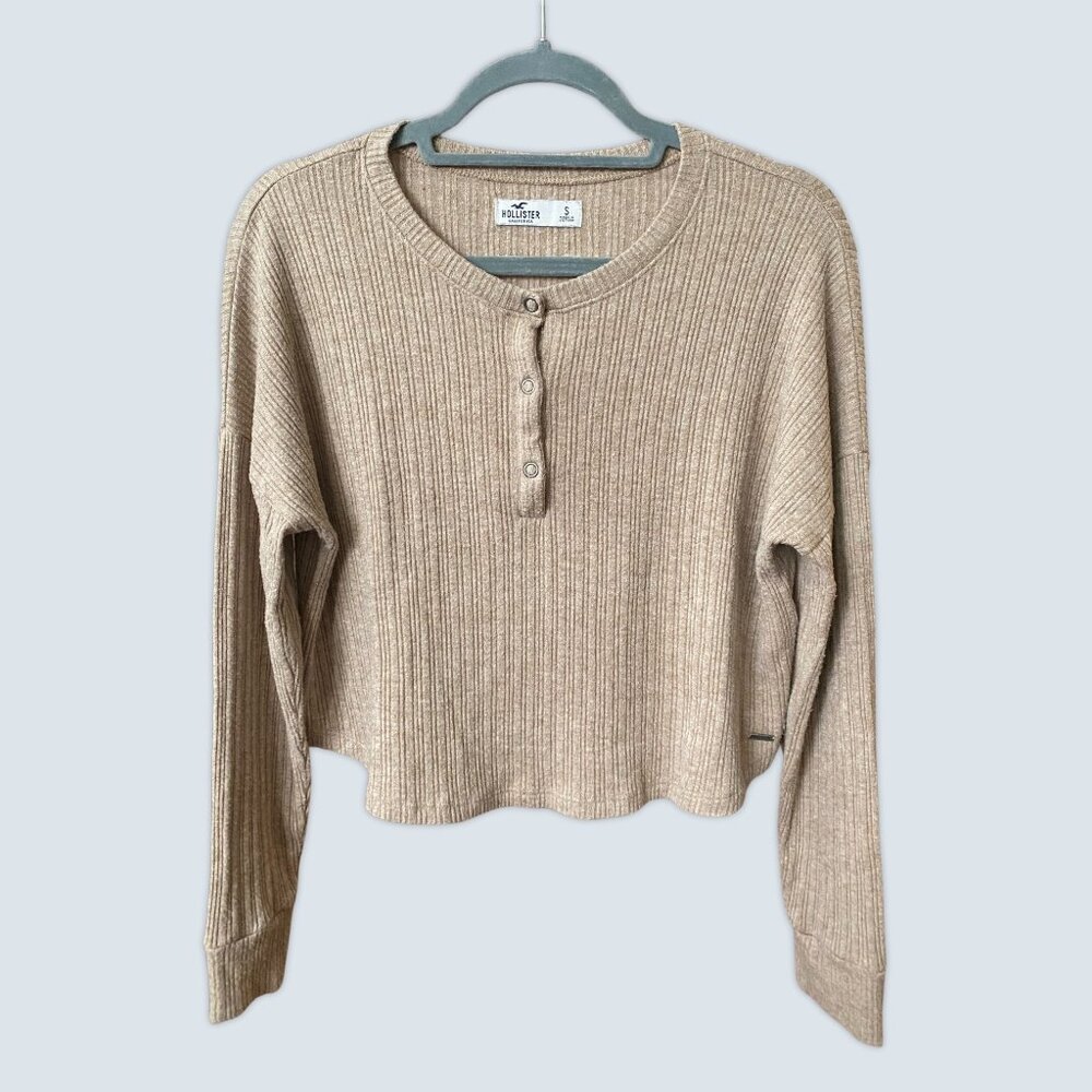 Beige Holister Long Sleeve Shirt